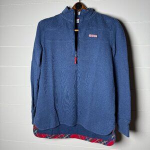 VINEYARD VINES- Size Small, Plaid Trim, 1/4 Zip Sweatshirt